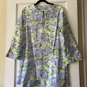 Floral Tunic Dress in Blue and Green